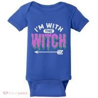 I Am With The Witch Halloween Witch Im With The Witch Funny Gift Baby Bodysuit thumb 0