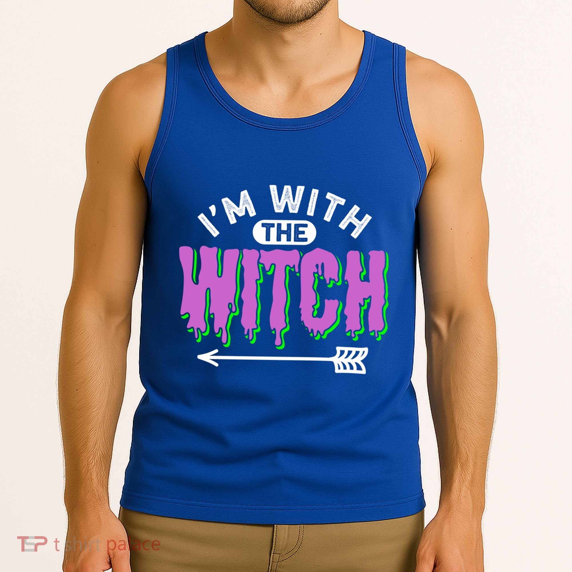 I Am With The Witch Halloween Witch Im With The Witch Funny Gift Tank Top