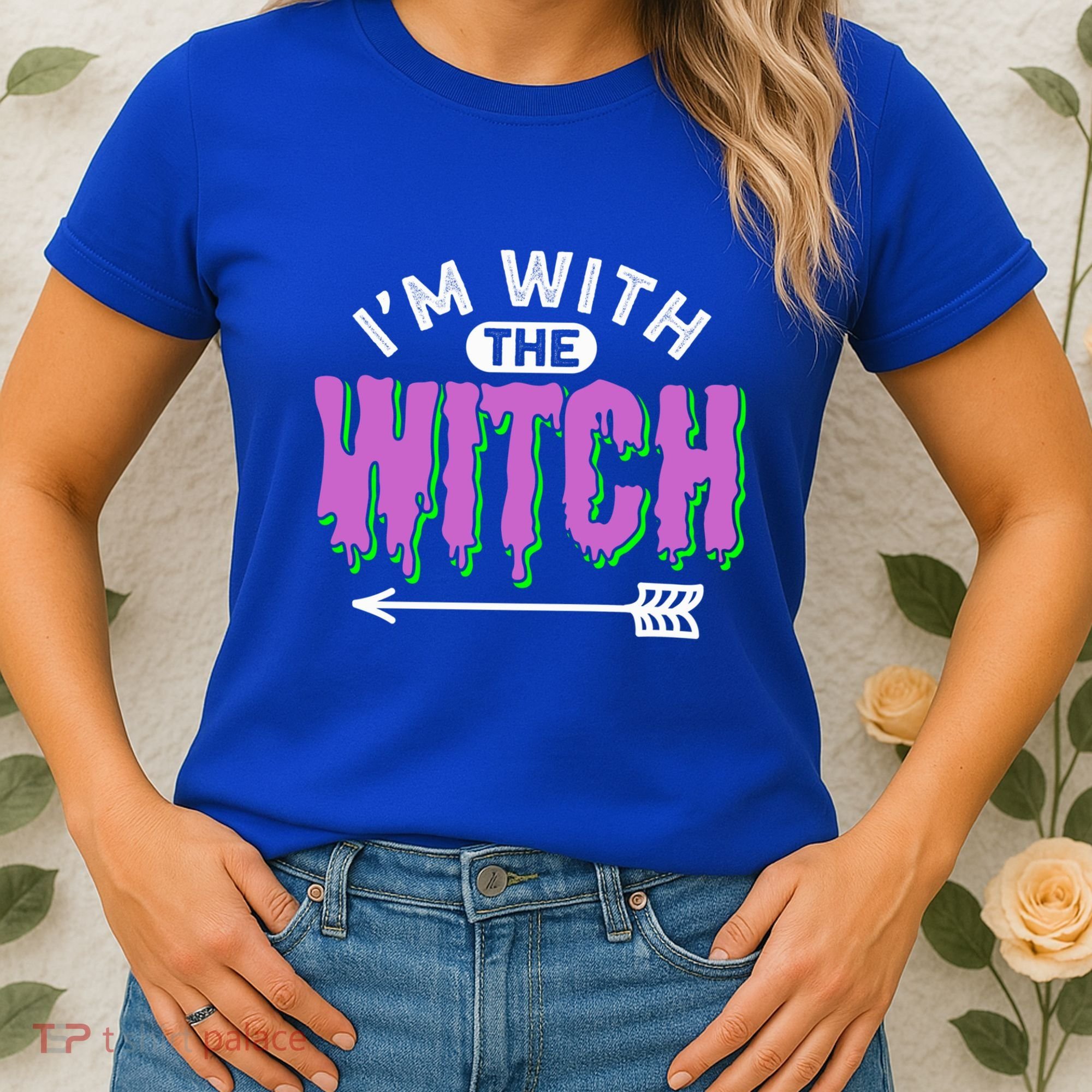 I Am With The Witch Halloween Witch Im With The Witch Funny Gift Women's T-Shirt