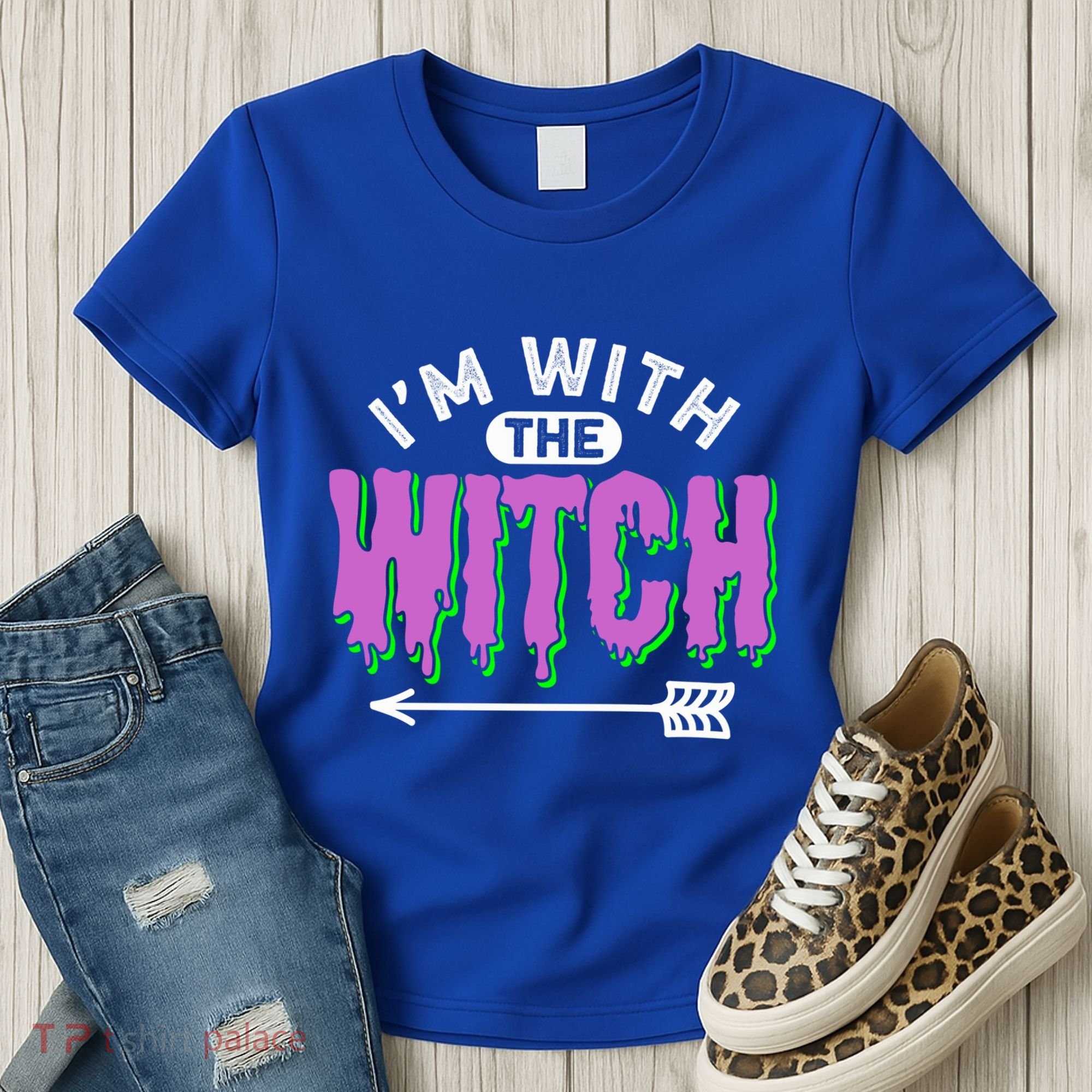 I Am With The Witch Halloween Witch Im With The Witch Funny Gift Women's T-Shirt