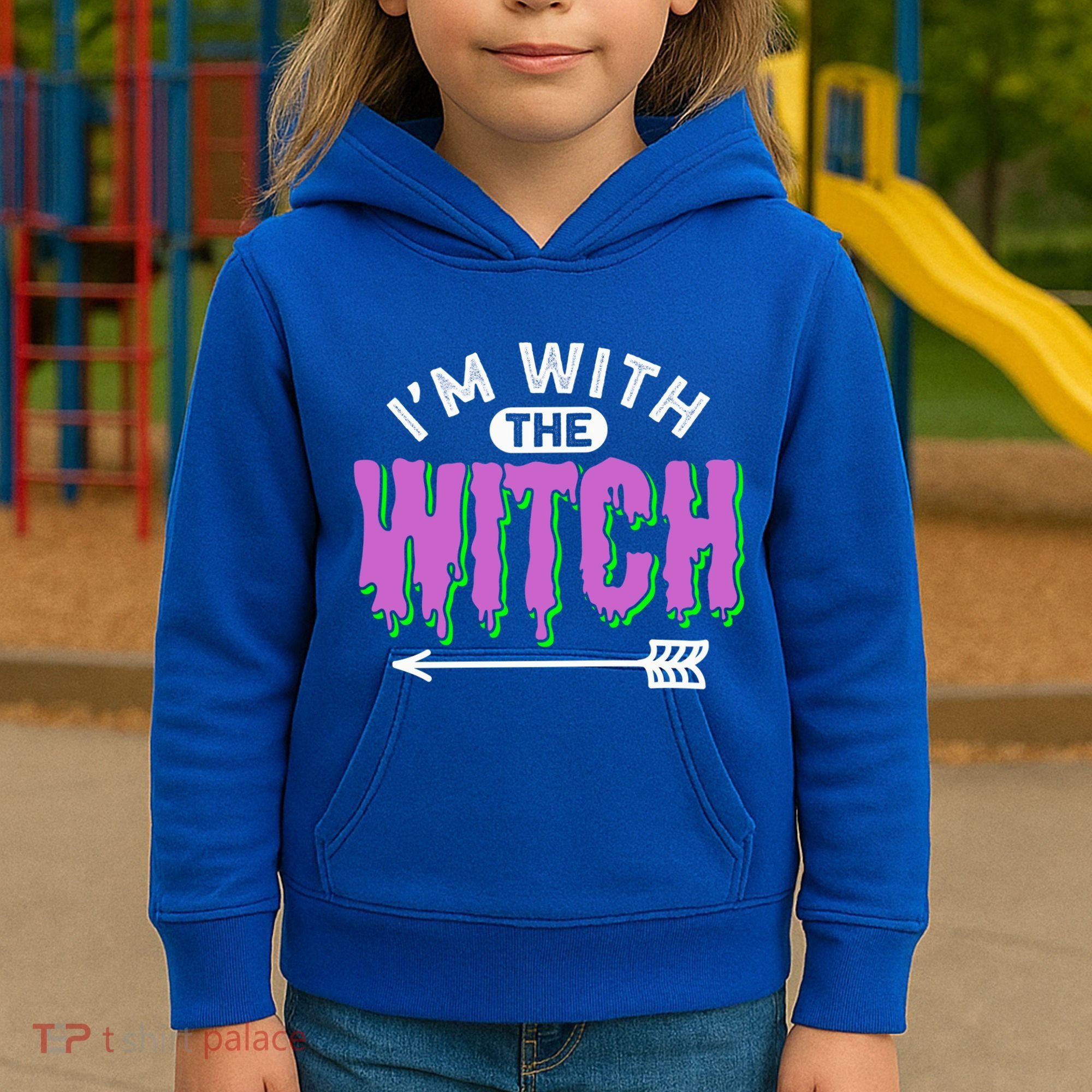 I Am With The Witch Halloween Witch Im With The Witch Funny Gift Kids Hoodie