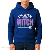 I Am With The Witch Halloween Witch Im With The Witch Funny Gift Kids Hoodie thumb 4