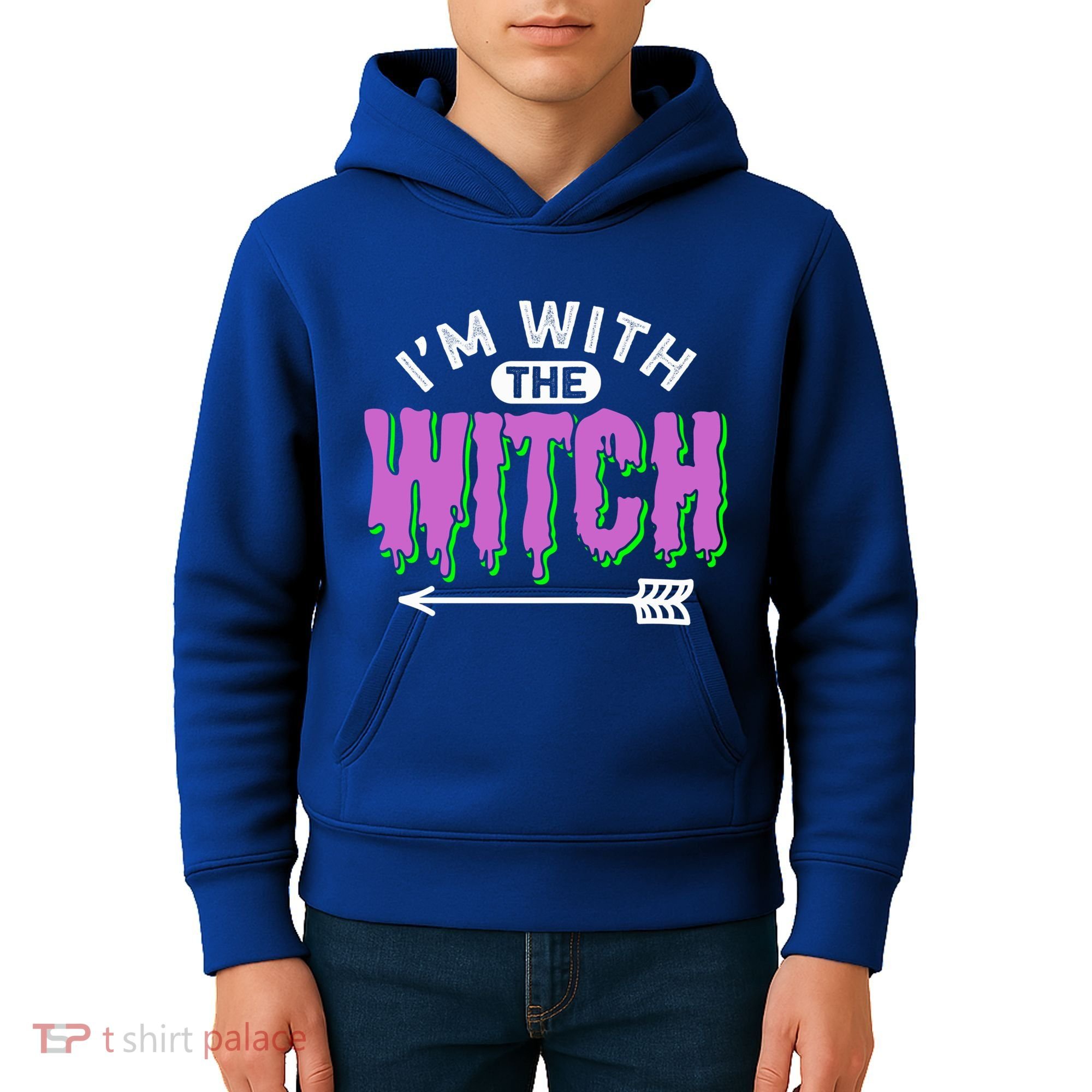 I Am With The Witch Halloween Witch Im With The Witch Funny Gift Kids Hoodie