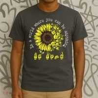 In A World Where You Can Be Anything Sunflower Deaf T-Shirt thumb 3