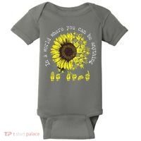 In A World Where You Can Be Anything Sunflower Deaf Baby Bodysuit thumb 0