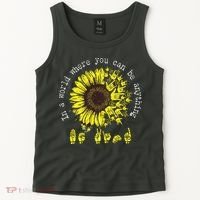 In A World Where You Can Be Anything Sunflower Deaf Tank Top thumb 2