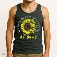 In A World Where You Can Be Anything Sunflower Deaf Tank Top thumb 3