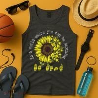 In A World Where You Can Be Anything Sunflower Deaf Tank Top thumb 4
