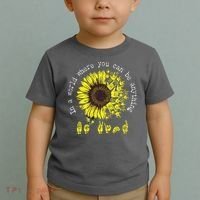 In A World Where You Can Be Anything Sunflower Deaf Toddler T-Shirt thumb 2