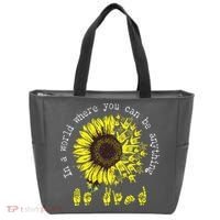 In A World Where You Can Be Anything Sunflower Deaf Tote Bag thumb 0