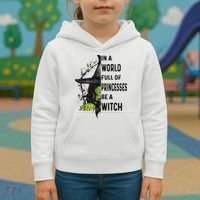 In A World Full Of Princesses Be A Witch Halloween Kids Hoodie thumb 3
