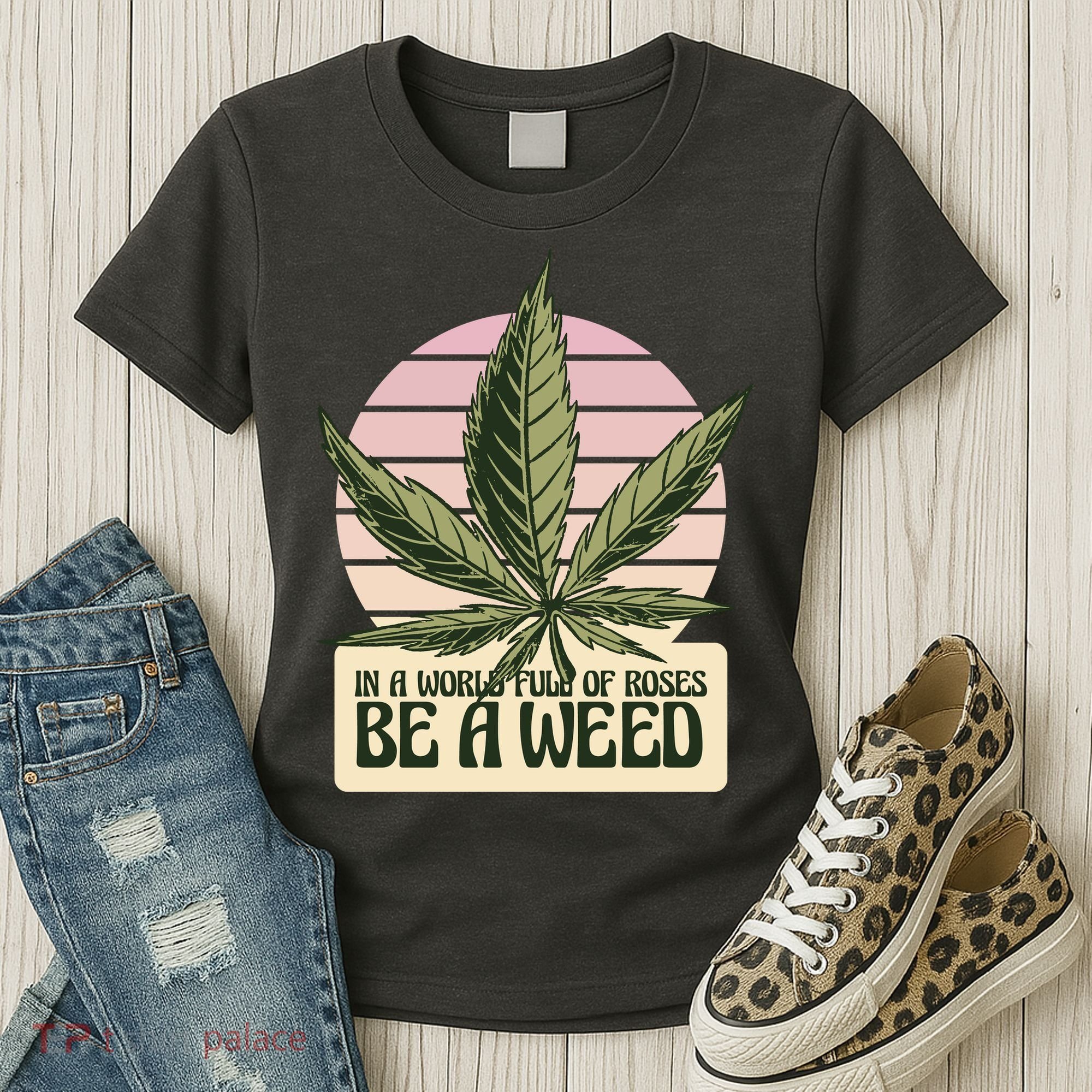 In A World Full Of Roses Be A Weed Funny Women's T-Shirt