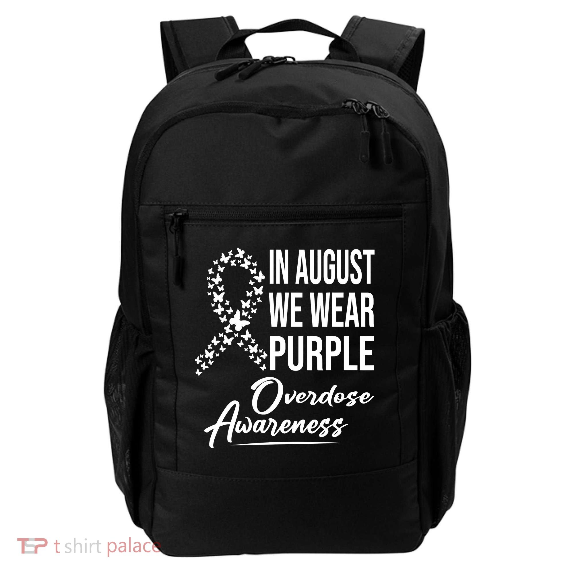 In August We Wear Purple Overdose Awareness Month Backpack