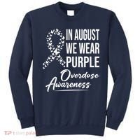 In August We Wear Purple Overdose Awareness Month Sweatshirt thumb 0