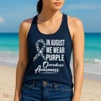 In August We Wear Purple Overdose Awareness Month Women's Tank Top thumb 2