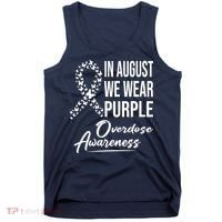 In August We Wear Purple Overdose Awareness Month Tank Top thumb 0