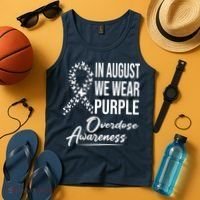 In August We Wear Purple Overdose Awareness Month Tank Top thumb 4