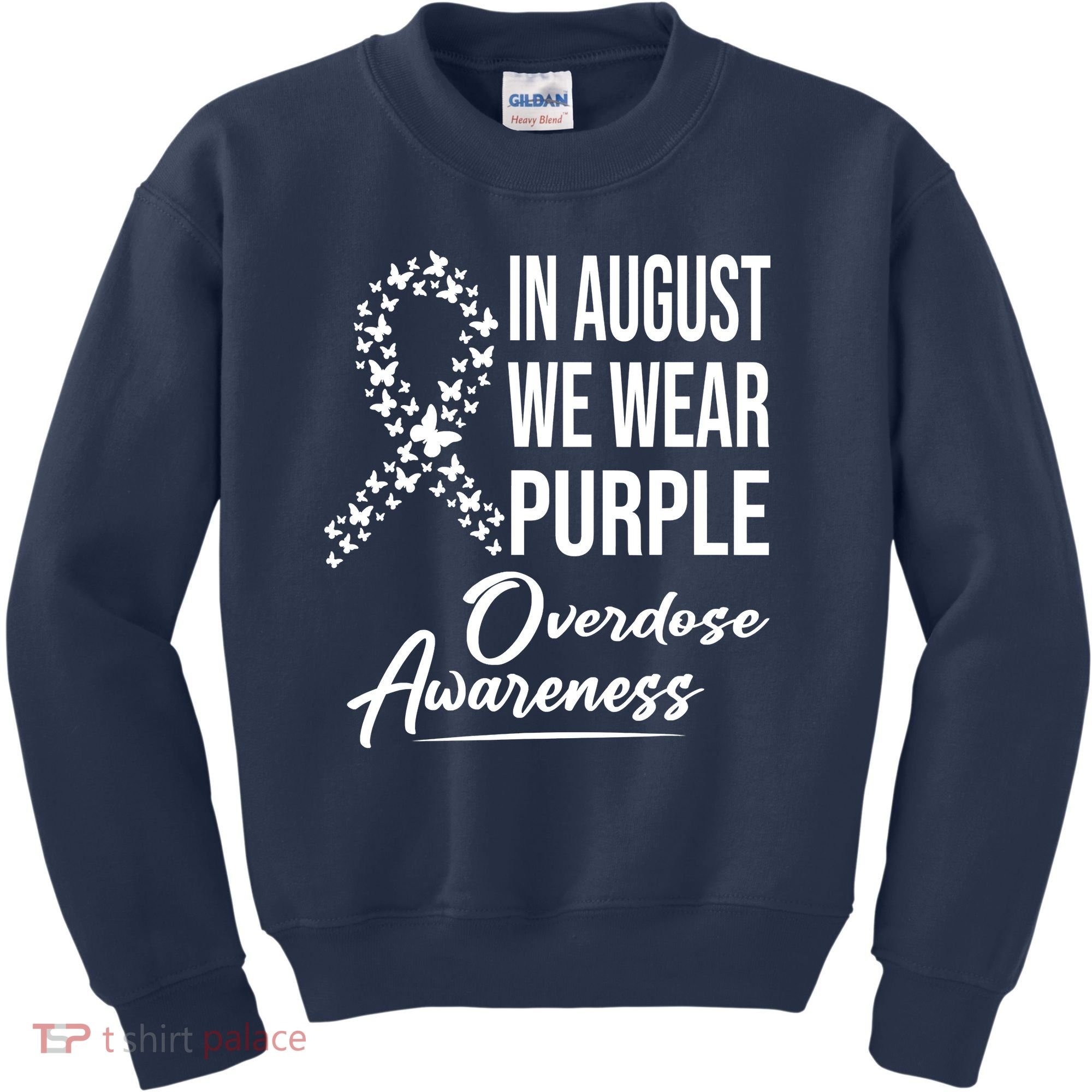 In August We Wear Purple Overdose Awareness Month Kids Sweatshirt