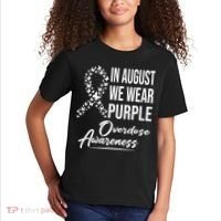 In August We Wear Purple Overdose Awareness Month Kids T-Shirt thumb 2