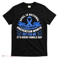 In April We Wear Blue Child Abuse Prevention Awareness T rex T-Shirt thumb 0