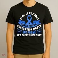 In April We Wear Blue Child Abuse Prevention Awareness T rex T-Shirt thumb 3