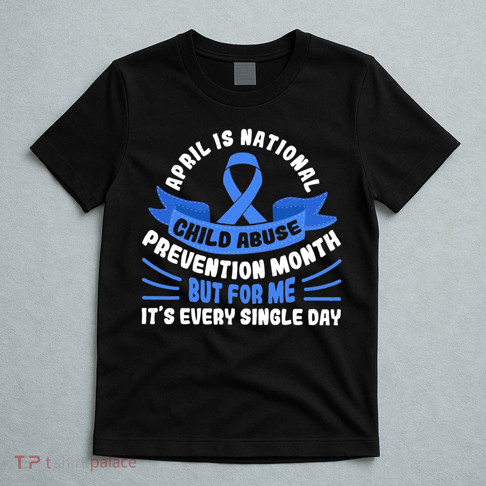 In April We Wear Blue Child Abuse Prevention Awareness T rex T-Shirt