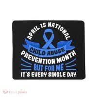 In April We Wear Blue Child Abuse Prevention Awareness T rex Mousepad thumb 0