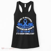 In April We Wear Blue Child Abuse Prevention Awareness T rex Women's Tank Top thumb 0