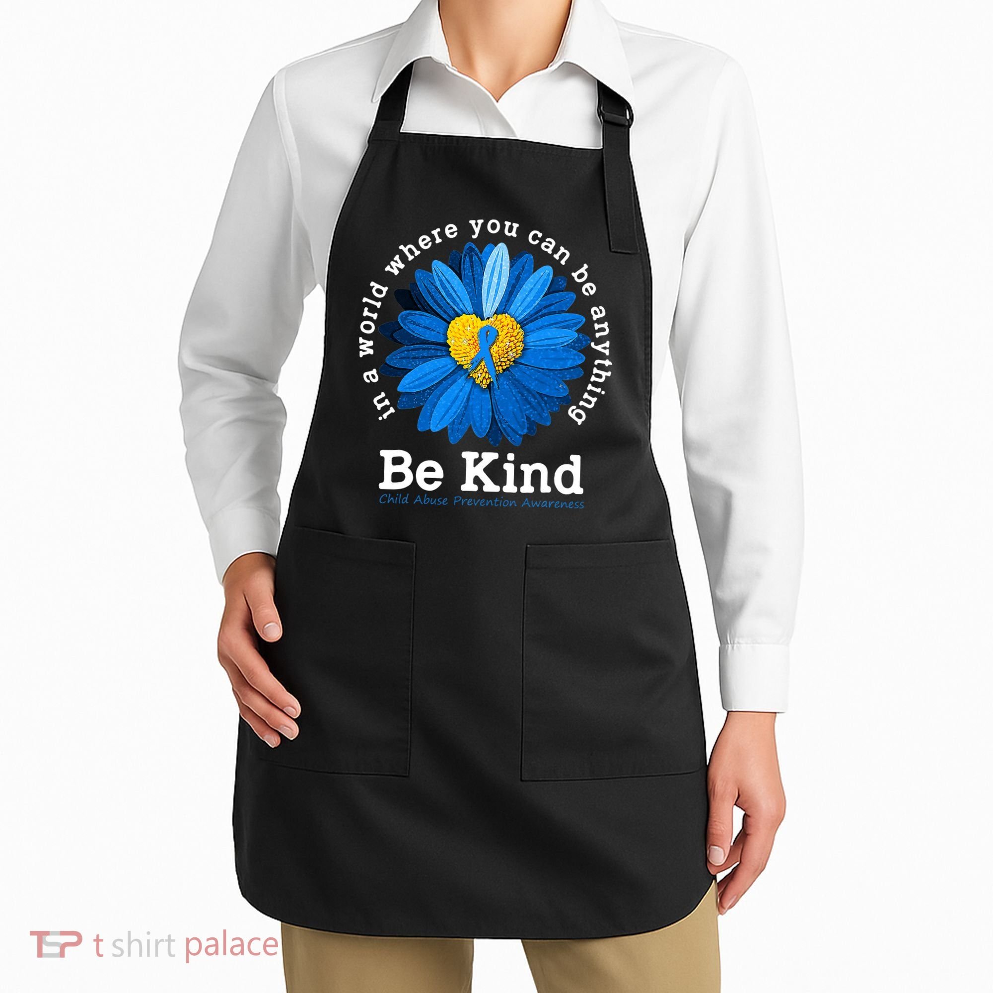 In April We Wear Blue Child Abuse Prevention Awareness Apron