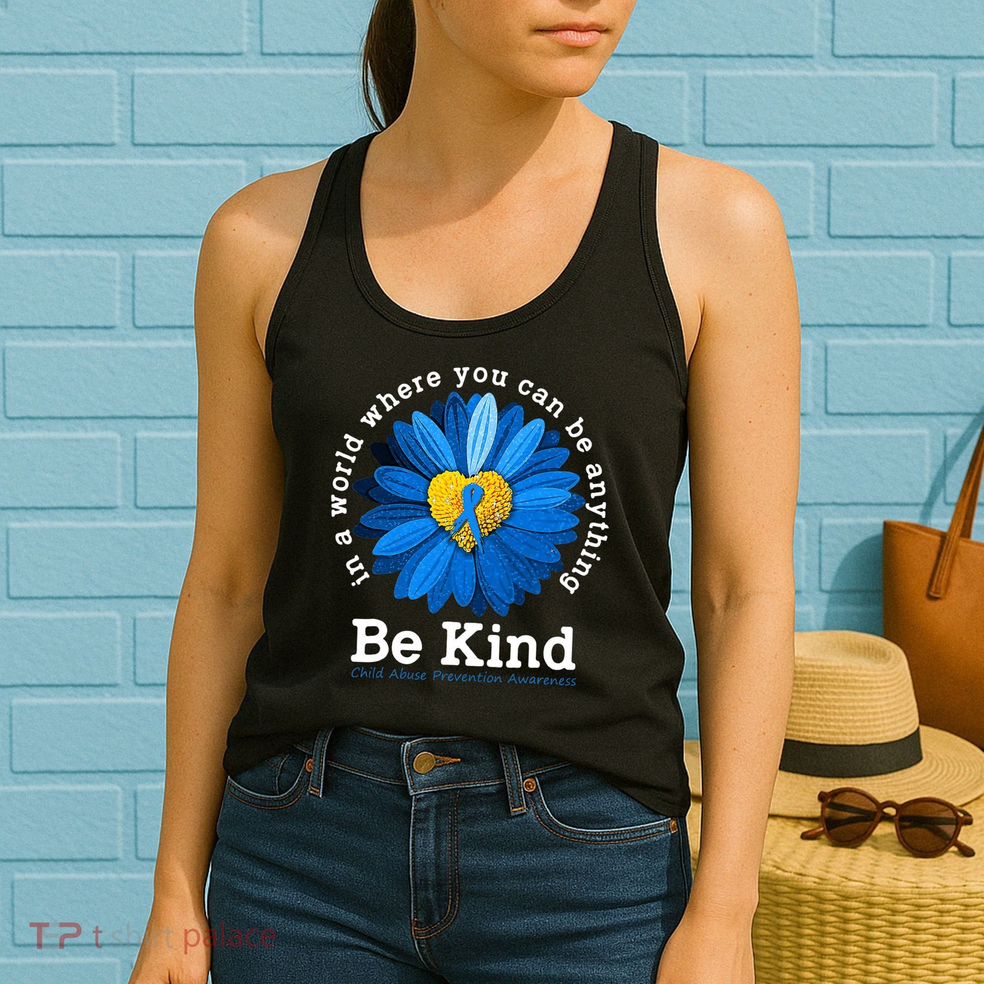 In April We Wear Blue Child Abuse Prevention Awareness Women's Tank Top
