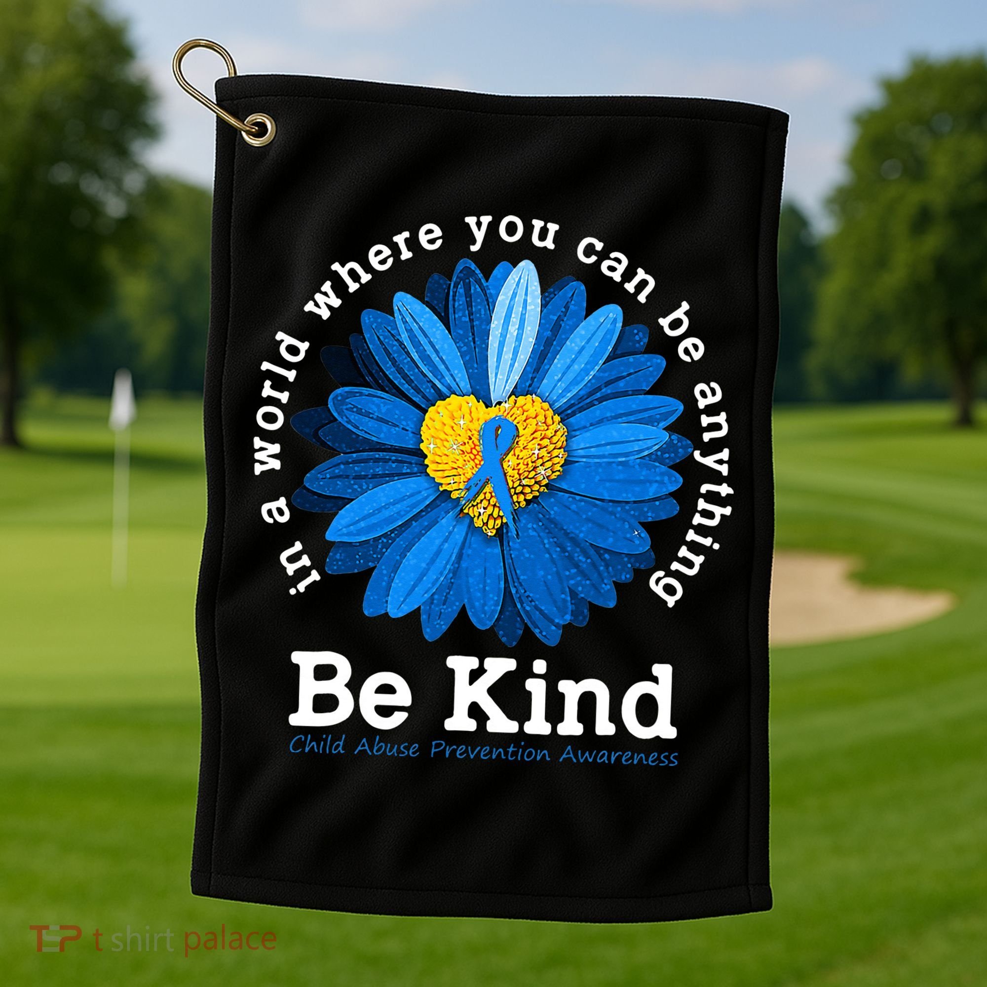 In April We Wear Blue Child Abuse Prevention Awareness Golf Towel