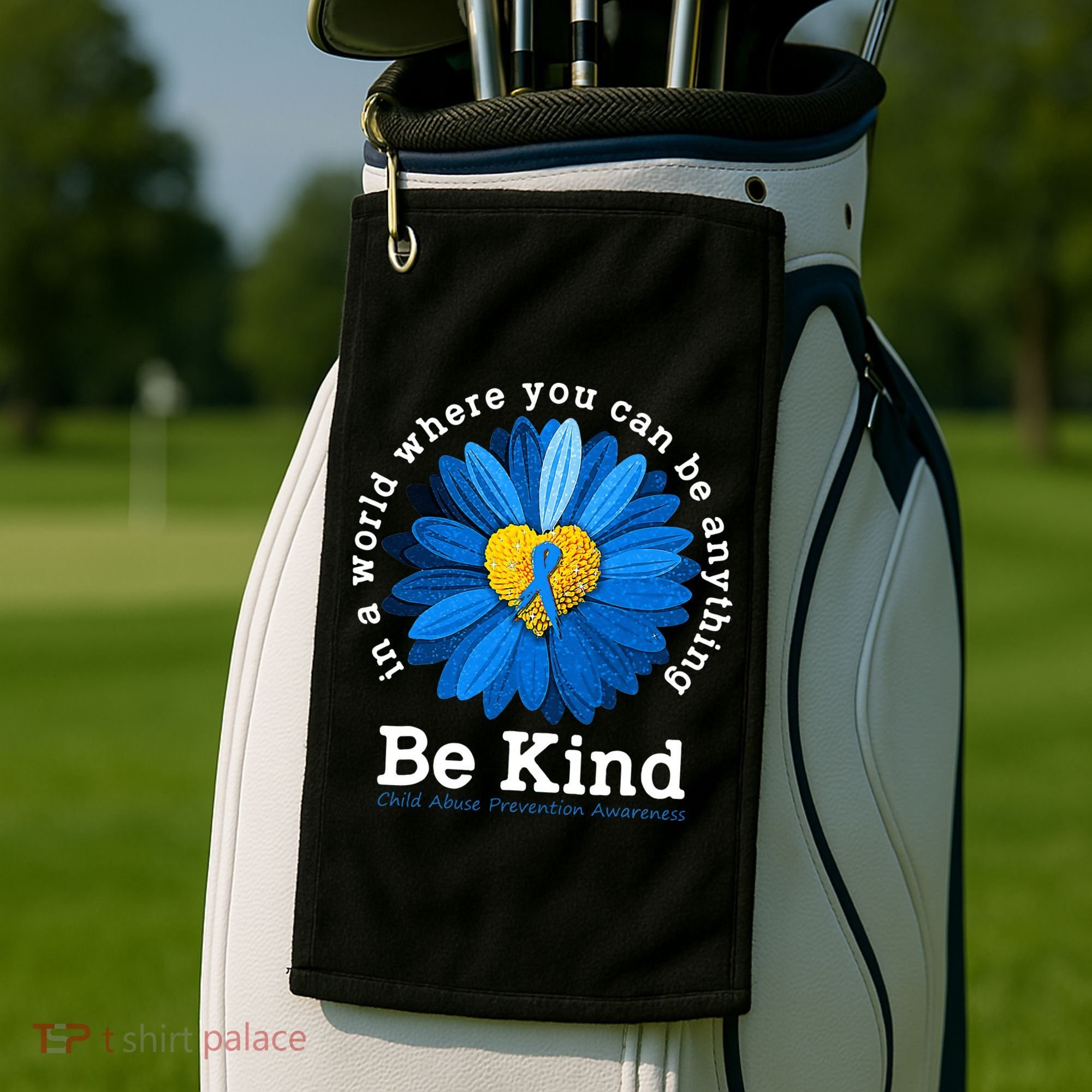 In April We Wear Blue Child Abuse Prevention Awareness Golf Towel