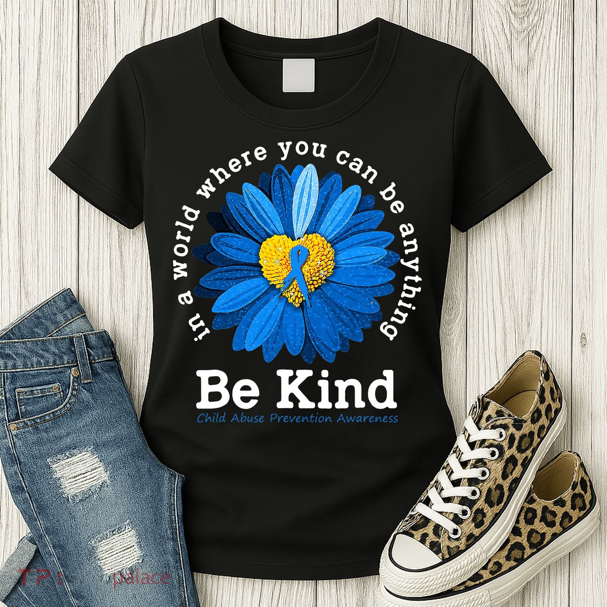 In April We Wear Blue Child Abuse Prevention Awareness Women's T-Shirt