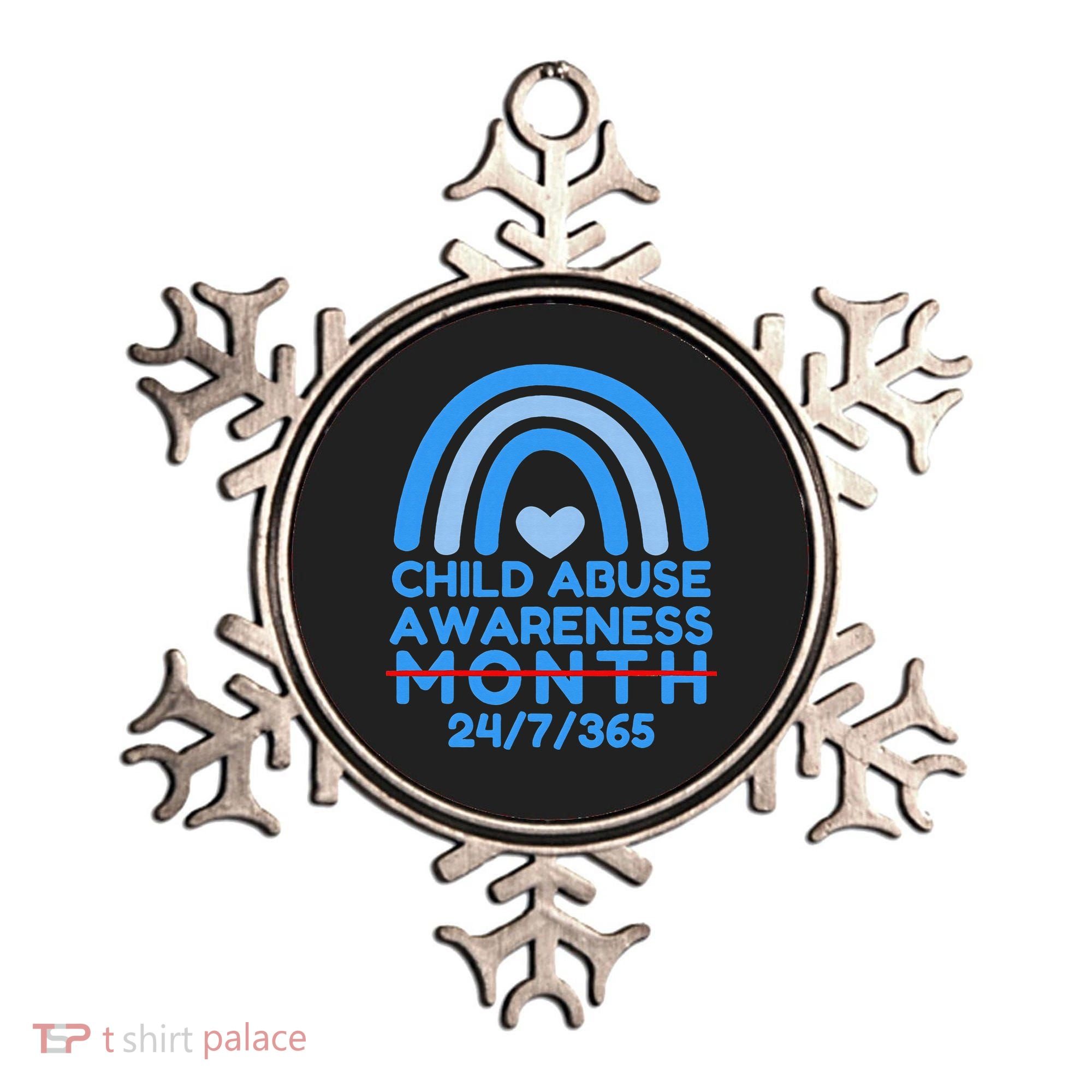 In April We Wear Blue Cool Child Abuse Prevention Awareness (2) Ornament