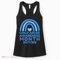 In April We Wear Blue Cool Child Abuse Prevention Awareness (2) Women's Tank Top thumb 0