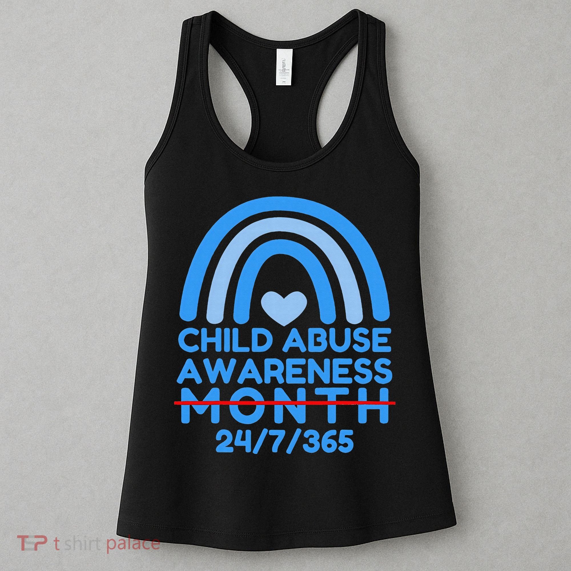 In April We Wear Blue Cool Child Abuse Prevention Awareness (2) Women's Tank Top