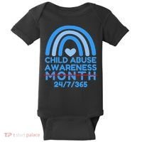 In April We Wear Blue Cool Child Abuse Prevention Awareness (2) Baby Bodysuit thumb 0