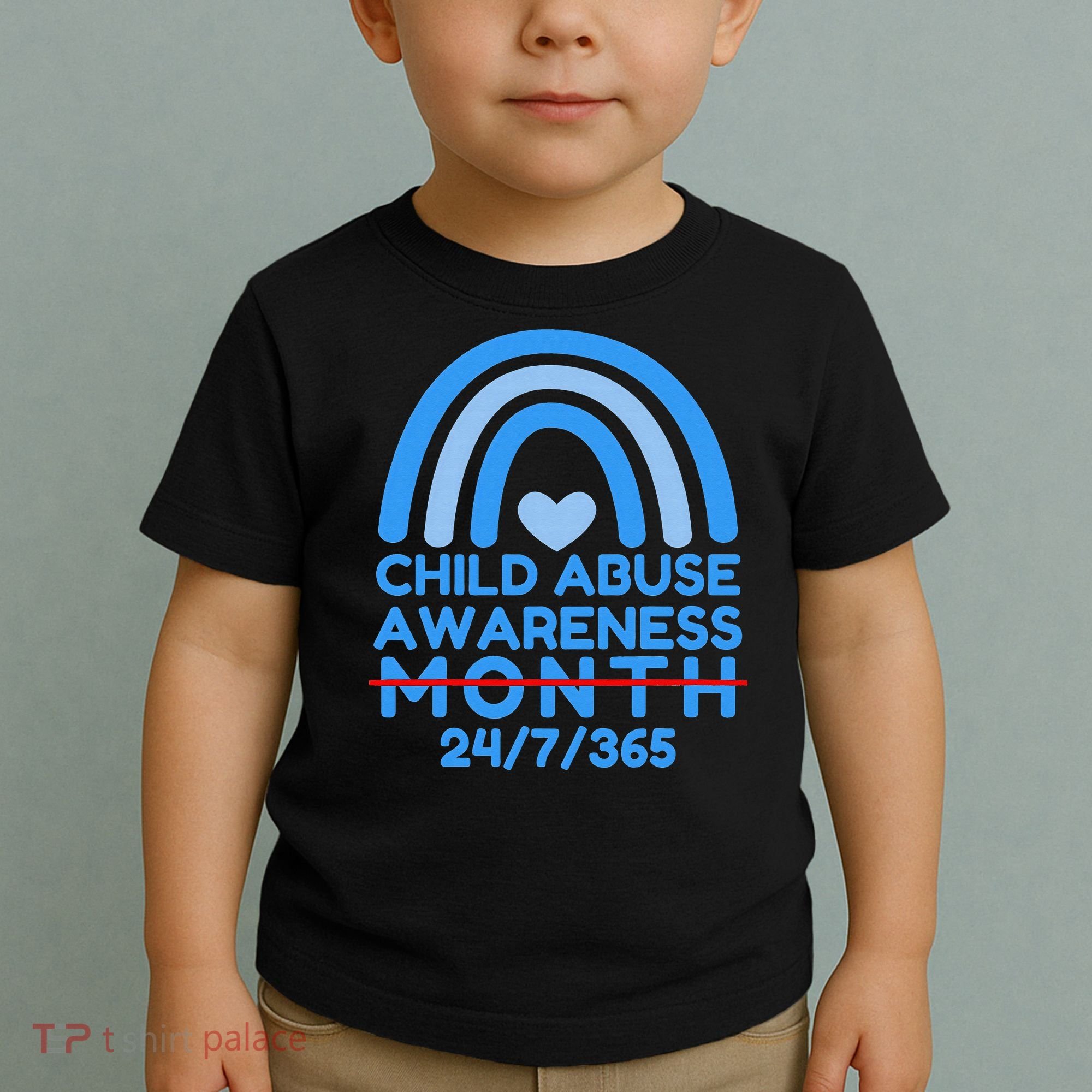In April We Wear Blue Cool Child Abuse Prevention Awareness (2) Toddler T-Shirt