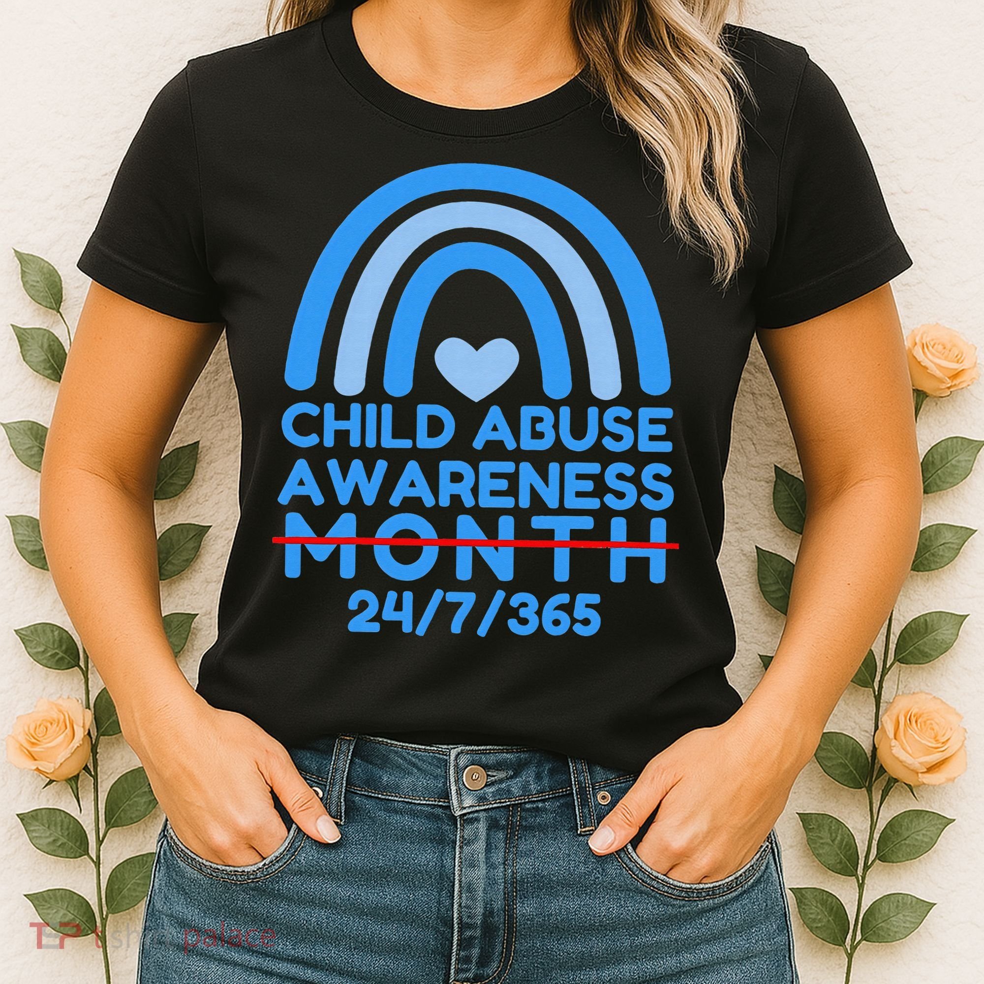 In April We Wear Blue Cool Child Abuse Prevention Awareness (2) Women's T-Shirt