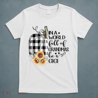 In A World Full Of Grandmas Be A Gigi Plaid Pumpkin  T-Shirt thumb 5