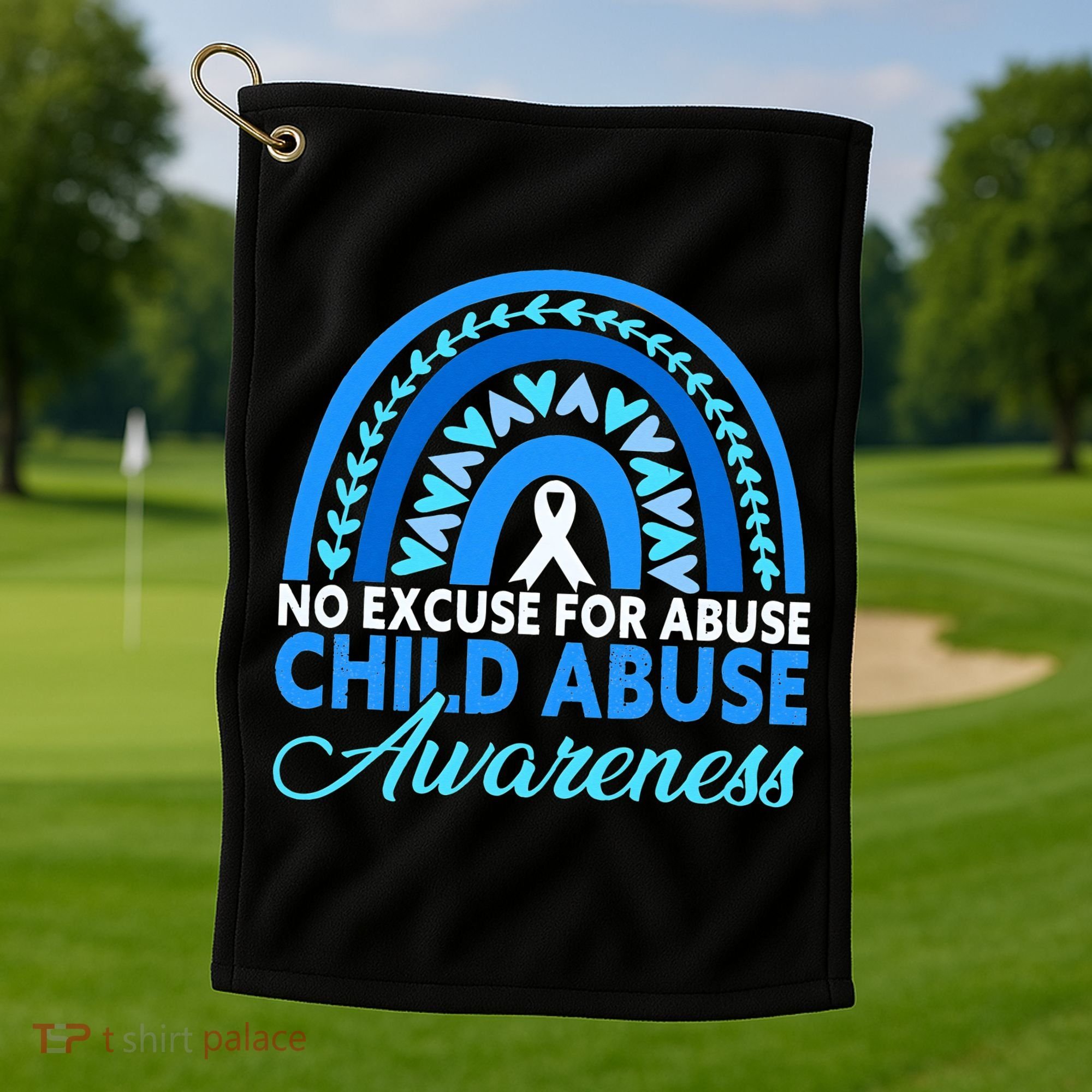 In April We Wear Blue Cool Child Abuse Prevention Awareness Golf Towel