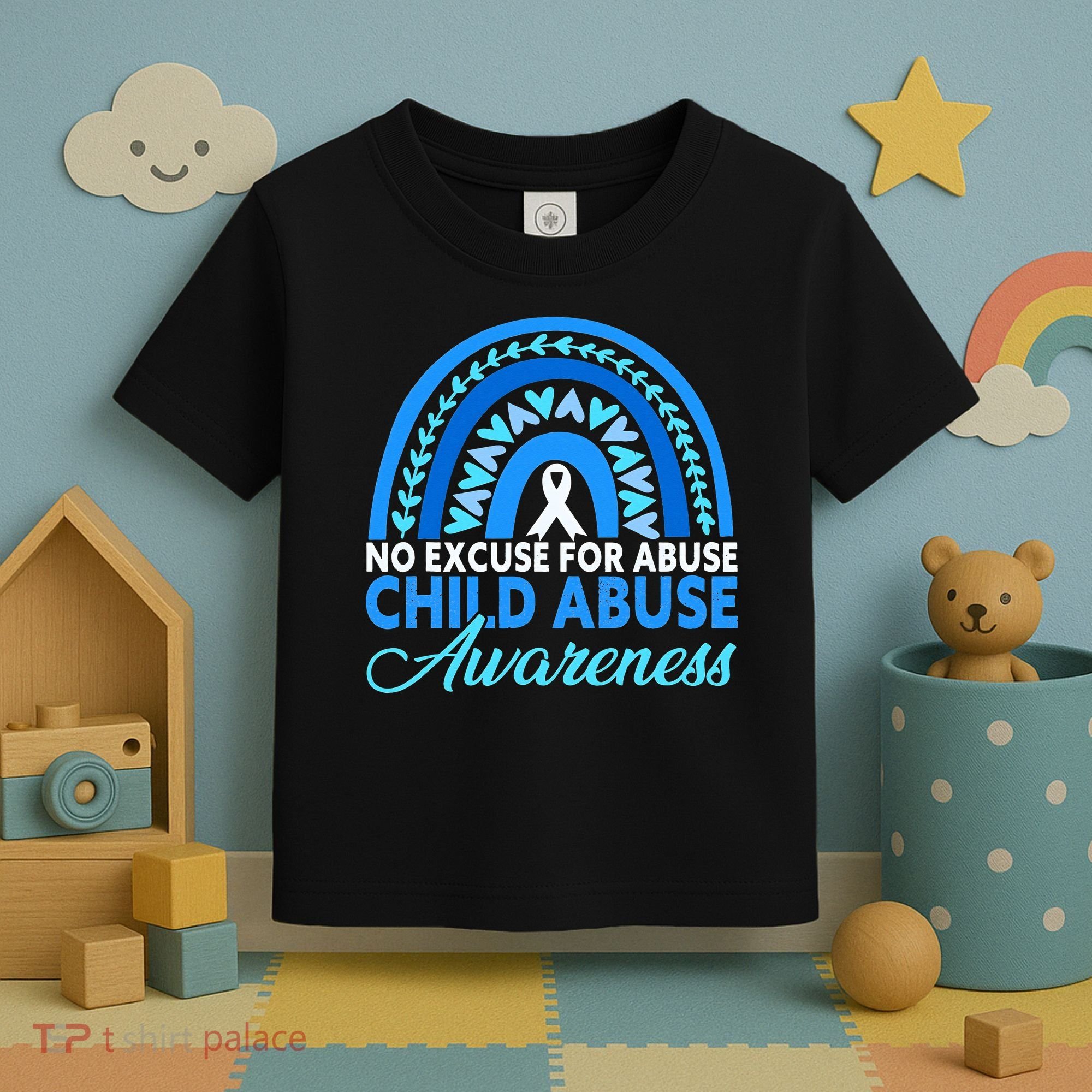 In April We Wear Blue Cool Child Abuse Prevention Awareness Toddler T-Shirt