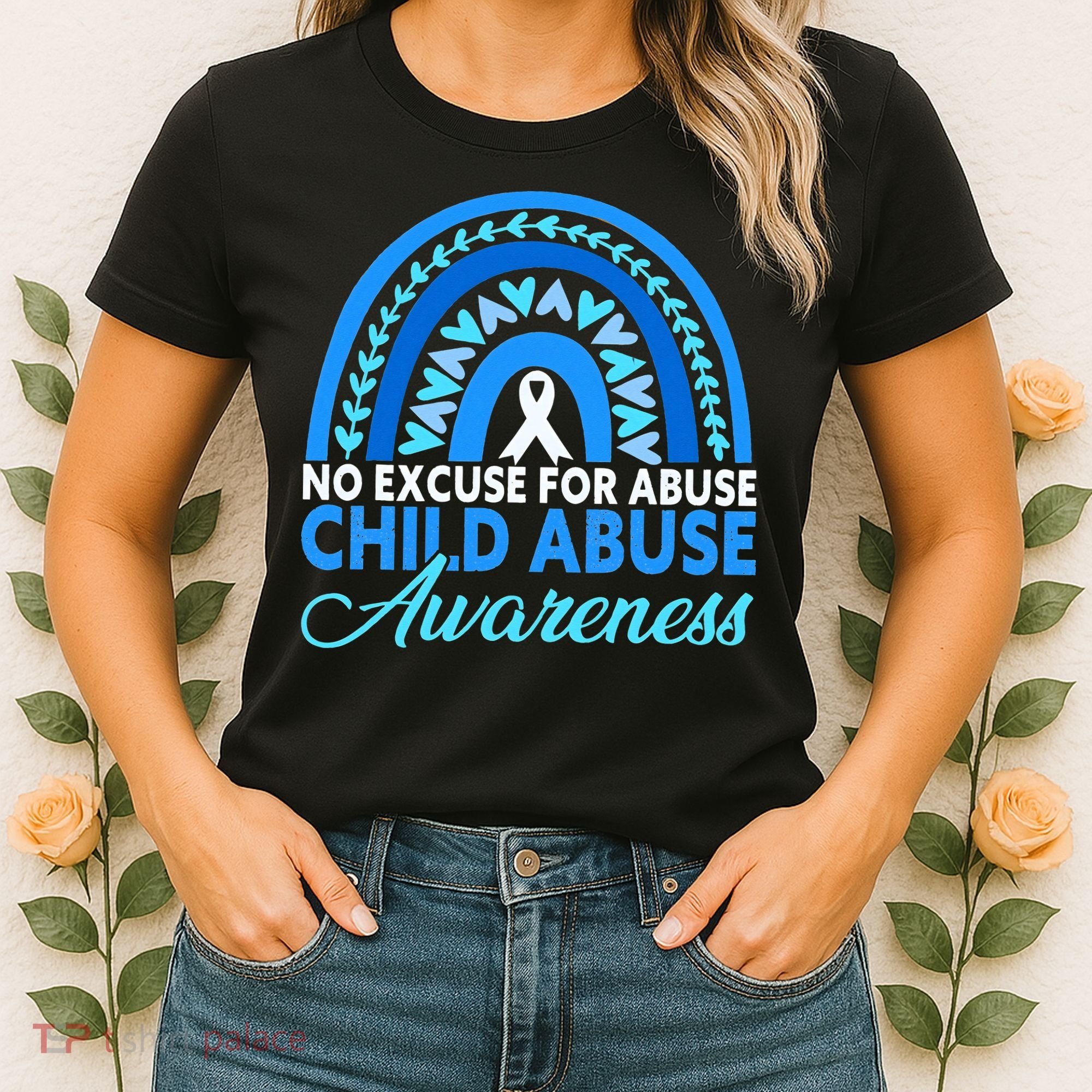 In April We Wear Blue Cool Child Abuse Prevention Awareness Women's T-Shirt