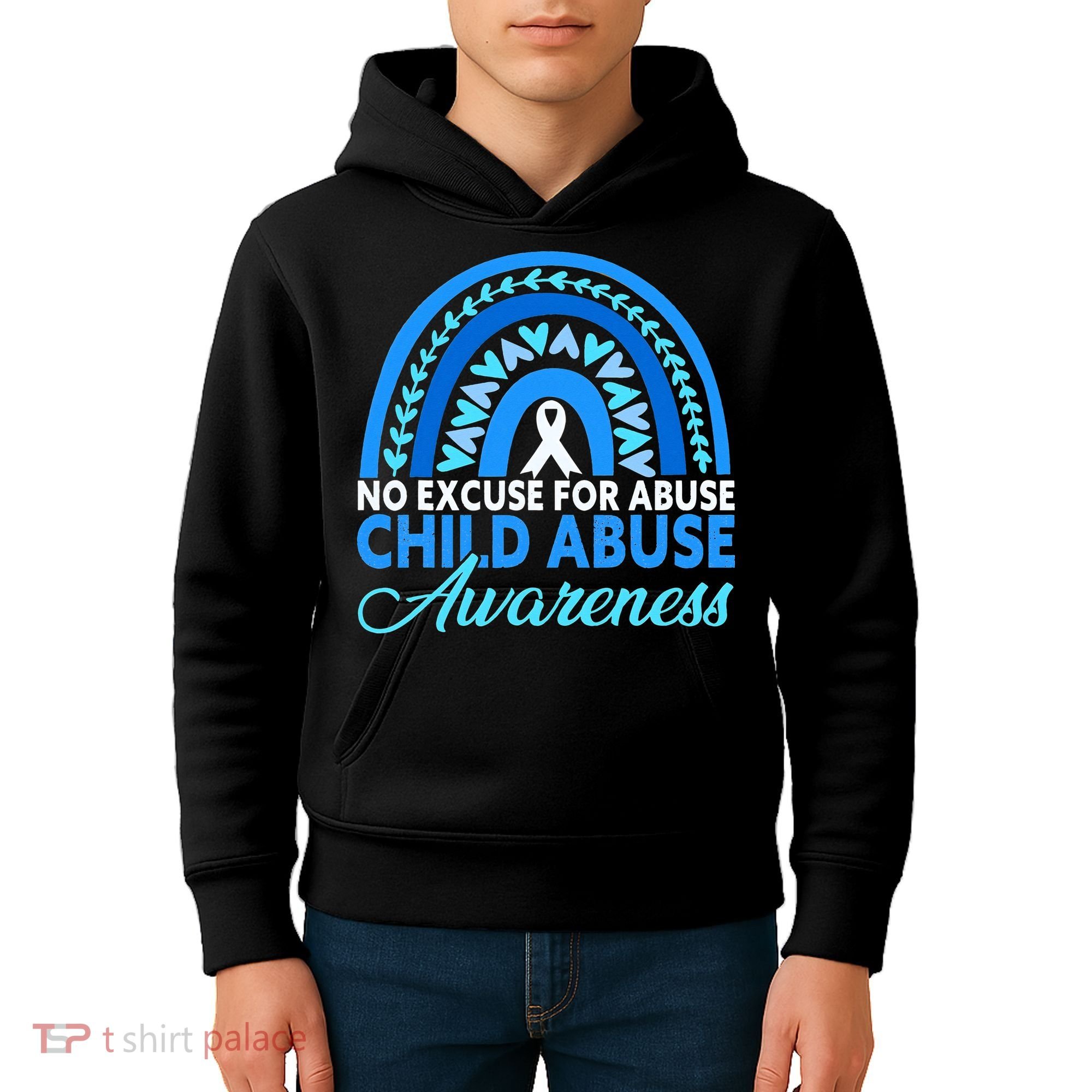 In April We Wear Blue Cool Child Abuse Prevention Awareness Kids Hoodie