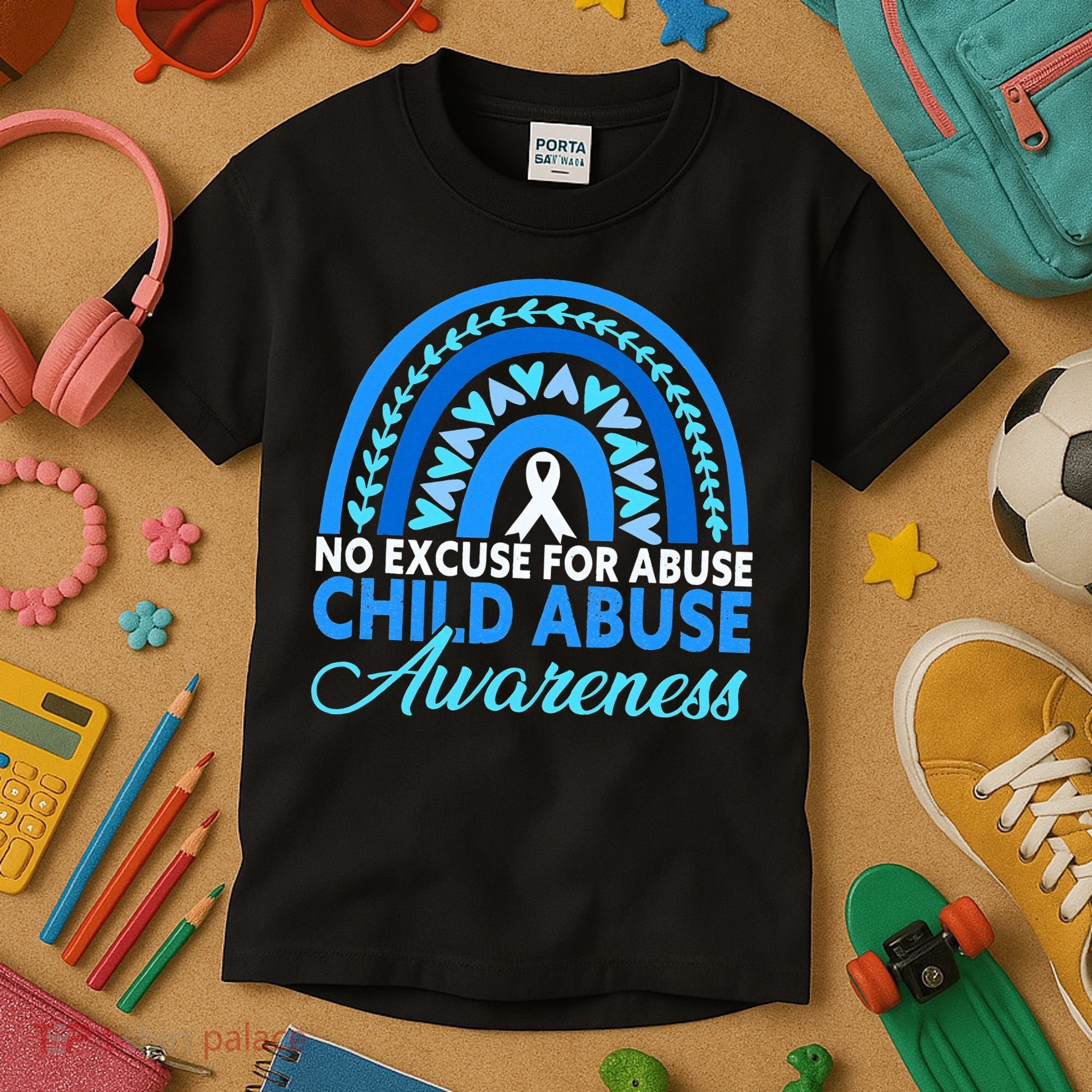 In April We Wear Blue Cool Child Abuse Prevention Awareness Kids T-Shirt