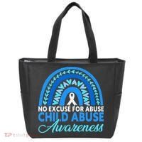 In April We Wear Blue Cool Child Abuse Prevention Awareness Tote Bag thumb 0