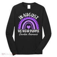 In August We Wear Purple Overdose Awareness Purple Rainbow Long Sleeve Shirt thumb 0
