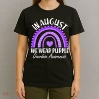 In August We Wear Purple Overdose Awareness Purple Rainbow T-Shirt thumb 4