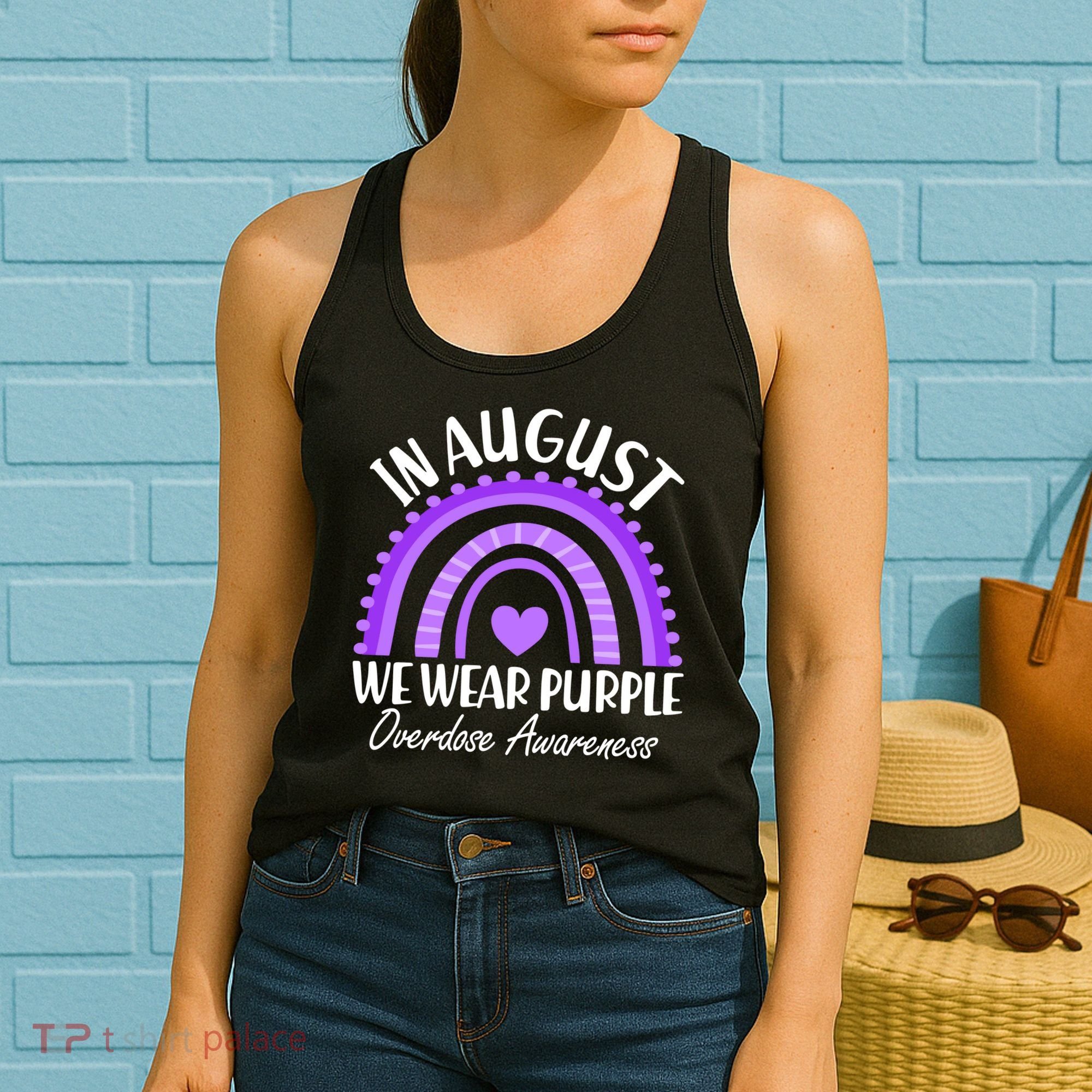 In August We Wear Purple Overdose Awareness Purple Rainbow Women's Tank Top