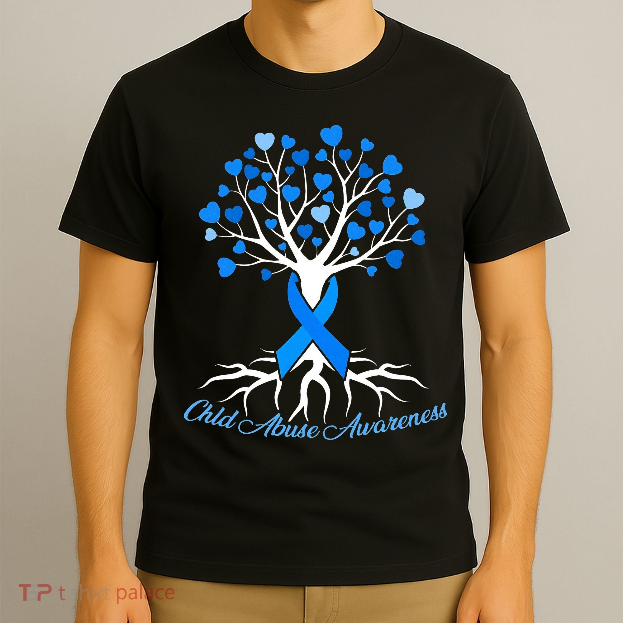 In April We Wear Blue Pinwheel Child Abuse Prevention Month T-Shirt